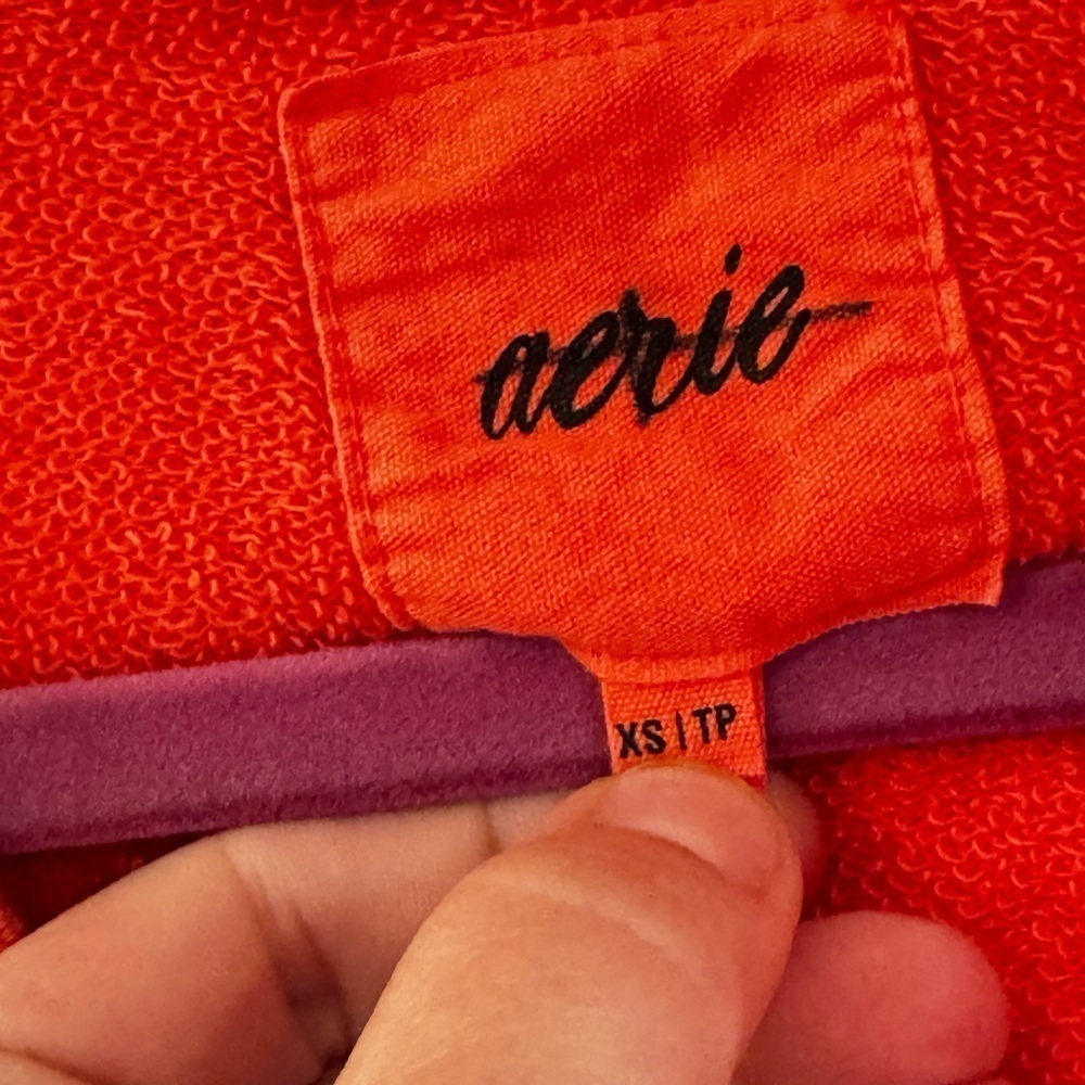 AERIE DOWN-TO-EARTH HENLEY HOODIE Washed Tangerine size XS - Picture 9 of 17